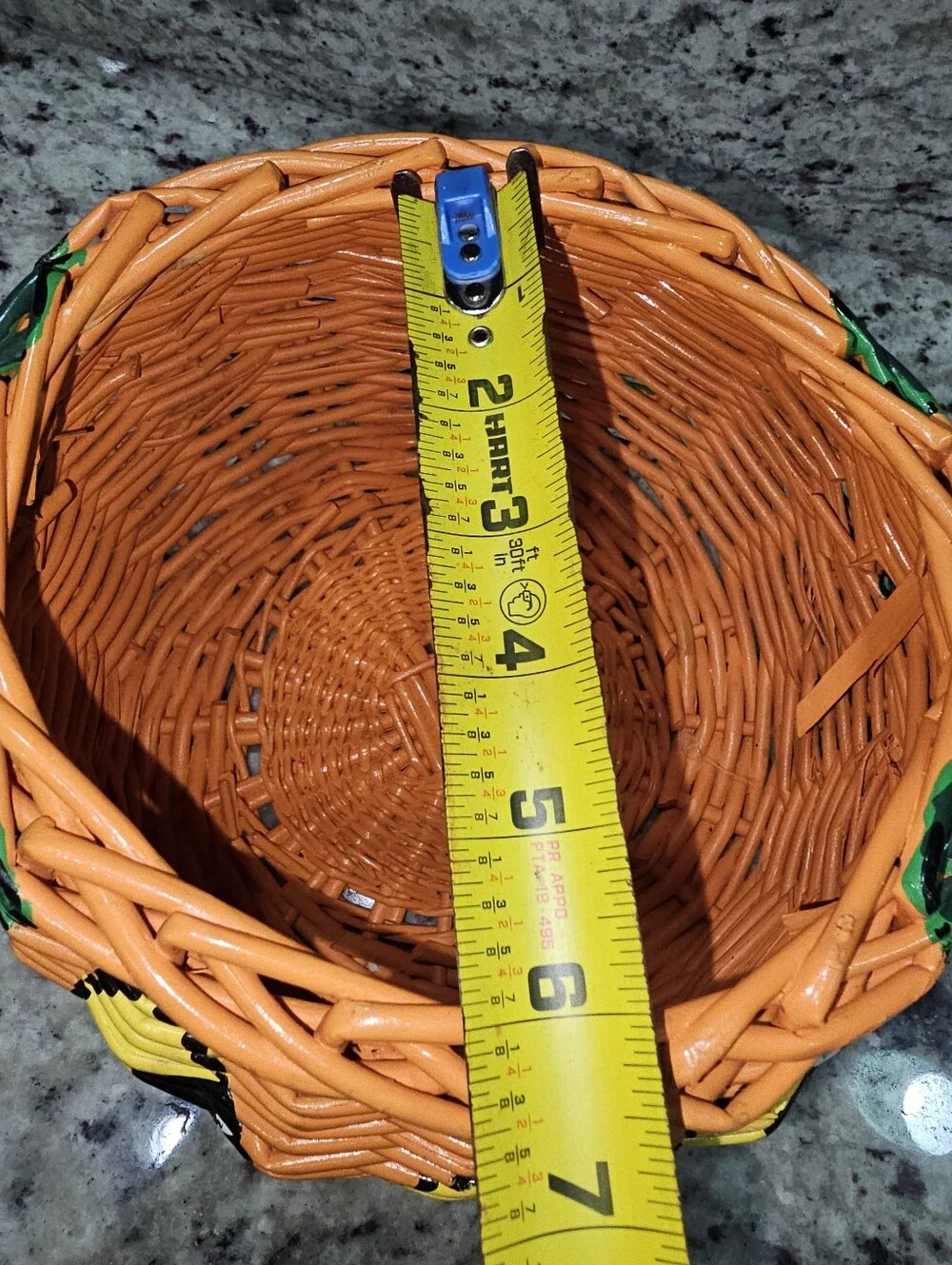 Hand Painted Pumpkin Jack-O-Lantern Basket Spider & Leaves